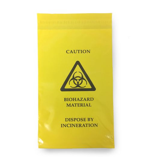 Click Medical Self Seal Waste Bag 205 X 305Mm Yellow (100 Pack)