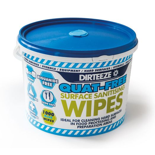 Dirteeze Quat-Free Surface Sanitising Wipes Blue/White