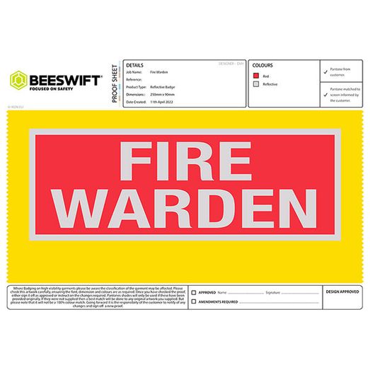 Fire Warden Reflective Back Red