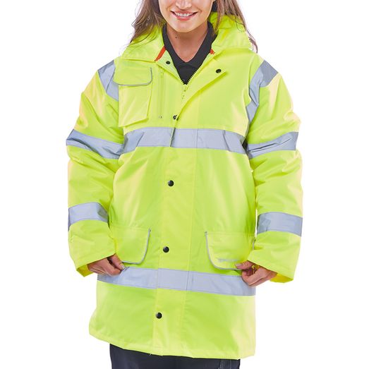 Beeswift Hi-Vis Fleece Lined Traffic Jacket Saturn Yellow