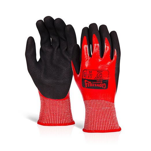 Glovezilla Waterproof Nitrile Cut D Gloves Red (10 Pack)