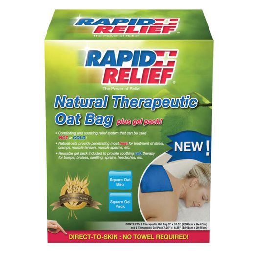 Rapid Relief Natural Theraputic Oat Bag With Gel Pack (Square) Blue