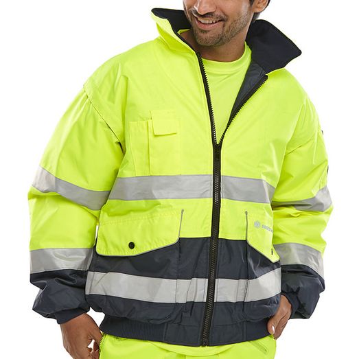 Beeswift Two-Tone Hi-Vis Europa Bomber Jacket Saturn Yellow / Navy