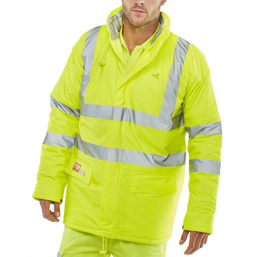 Beeswift Fire Retardant Hi-Vis Anti-Static Padded Jacket Saturn Yellow