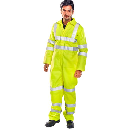 Beeswift Tesla Fire Retardant Hi-Vis Anti-Static Boilersuit Saturn Yellow