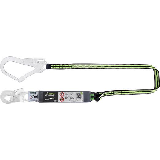 Kratos 1.5Mtr Lanyard + Scaff Hook Black/Green