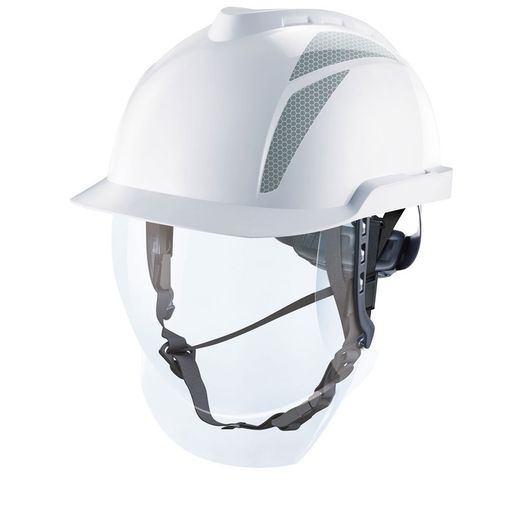 MSA V-Gard 950 Electrician Safety Helmet With Face Shield White/Grey