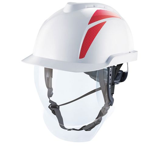MSA V-Gard 950 Electrician Safety Helmet With Face Shield White/Red