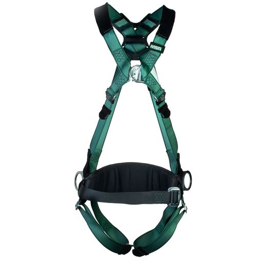 MSA Xl V-Form Back/Chest/Hip D-Ring Qf Harness W/Waist Belt Green