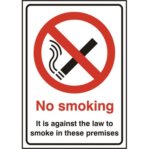 No Smoking It Is Against The Law Sign White