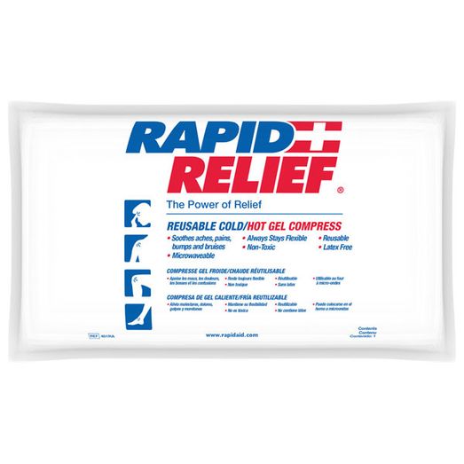 Rapid Relief Deluxe Hot/Cold Gel Compress With Contour Gel 6"X 10" White