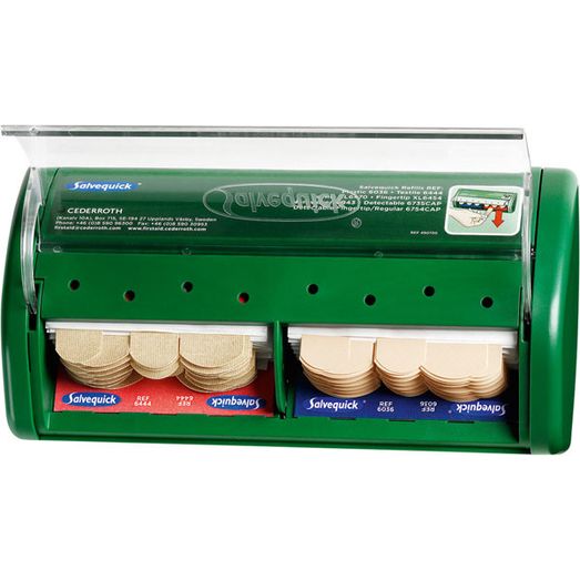 Salvequick Plaster Dispenser With 40 Waterproof And 40 Fabric Plasters Green