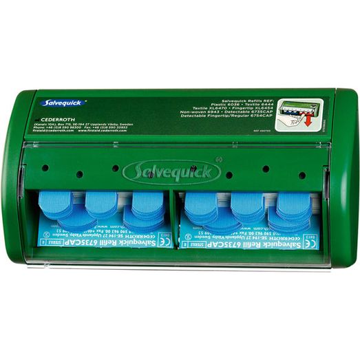 Salvequick Plaster Dispenser With 70 Detectable Plasters Green