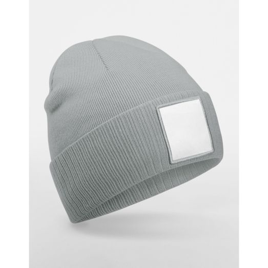 Beechfield Appliqué Patch Beanie Ash/White