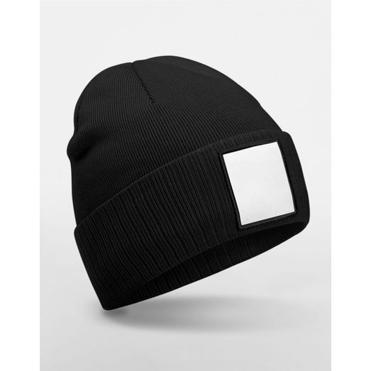 Beechfield Appliqué Patch Beanie Black/White