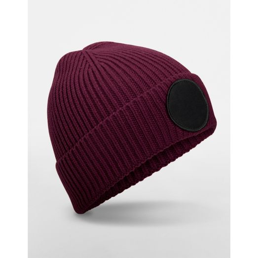 Beechfield Circular Fashion Patch Beanie Burgundy/Black