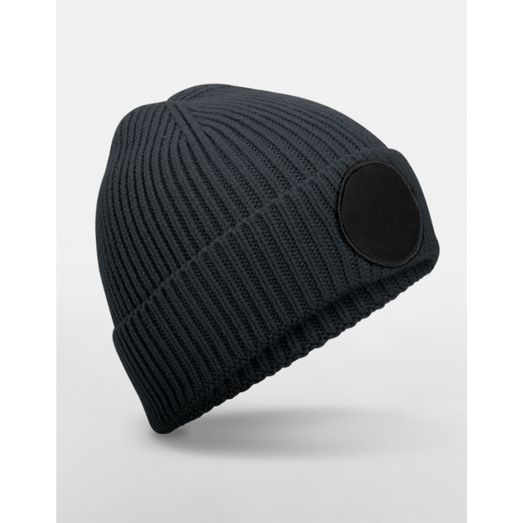 Beechfield Circular Fashion Patch Beanie Graphite Grey/Black