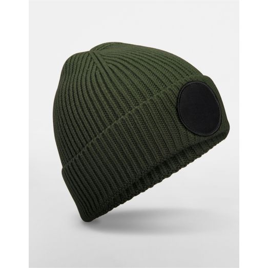 Beechfield Circular Fashion Patch Beanie Olive Green/Black