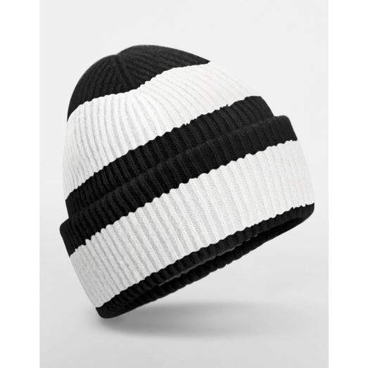 Beechfield Colour Block Beanie Black/Soft White