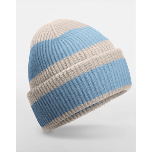 Beechfield Colour Block Beanie Natural Stone/Dusty Blue