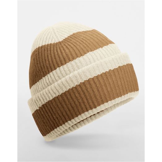 Beechfield Colour Block Beanie Vanilla/Biscuit