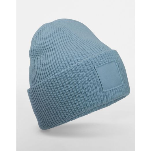 Beechfield Deep Cuffed Tonal Patch Beanie Dusty Blue