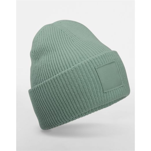 Beechfield Deep Cuffed Tonal Patch Beanie Dusty Green