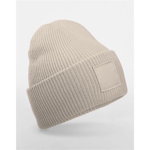 Beechfield Deep Cuffed Tonal Patch Beanie Natural Stone