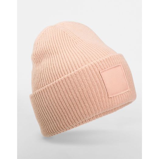 Beechfield Deep Cuffed Tonal Patch Beanie Peach