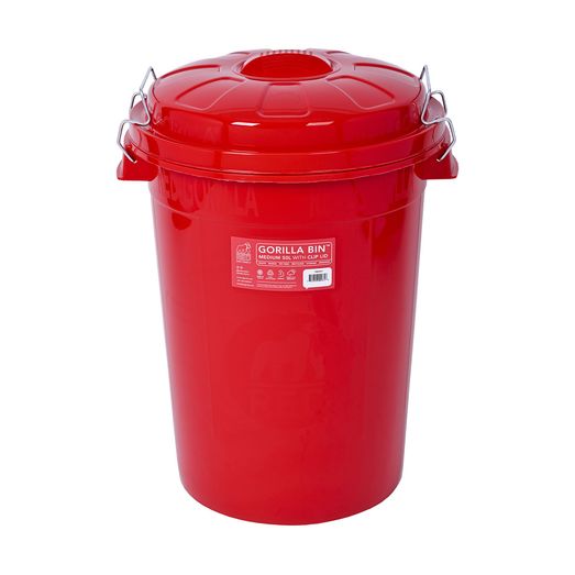 Red Gorilla Bin With Clip Lid Red
