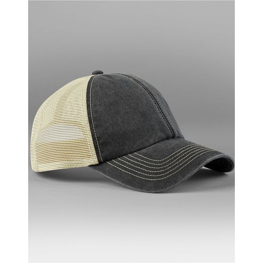 Beechfield 6 Panel Vintage Trucker Vintage Black/Stone
