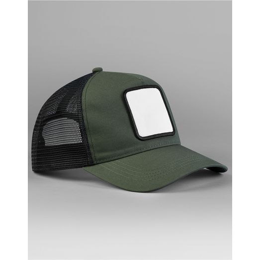 Beechfield Appliqué Patch 5 Panel Trucker Olive Green/Black