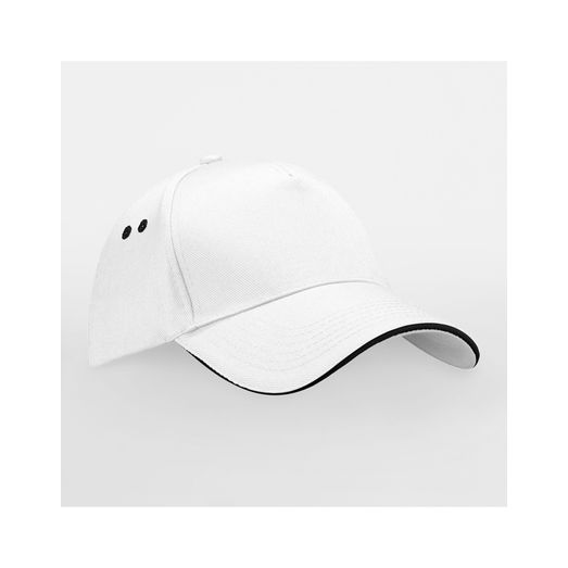 Beechfield Ultimate 5 Panel Cap Sandwich Peak White/Black