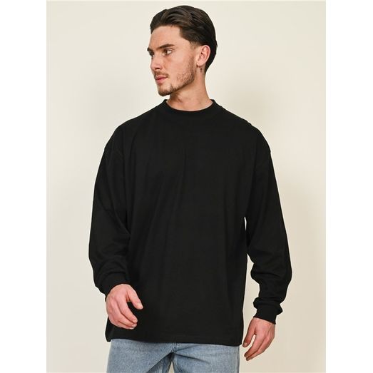 Casual Classics Ringspun Combed 180 Oversize Extended Neck Long Sleeve Tall T-Shirt - Black
