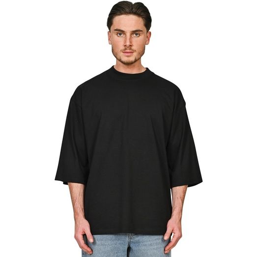Casual Classics Ringspun Combed 220 Oversize Extended Neck Half Sleeve T-Shirt - Black