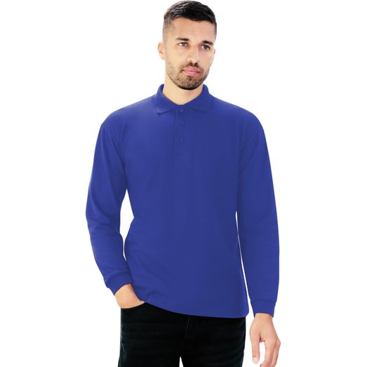 Casual Classics Classic Polycotton Long Sleeve Pique Polo 190gm - Royal Blue