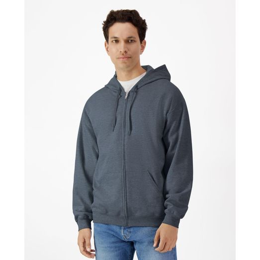 Gildan Softstyle Midweight Fleece F/Z Hood Sweatshirt Adult - Dk Heather