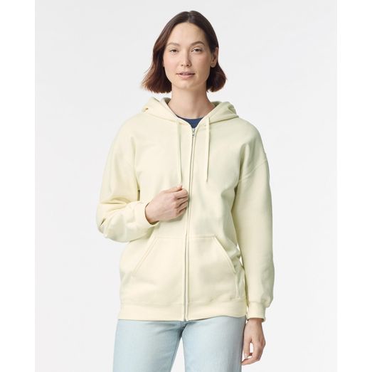 Gildan Softstyle Midweight Fleece F/Z Hood Sweatshirt Adult - Off White