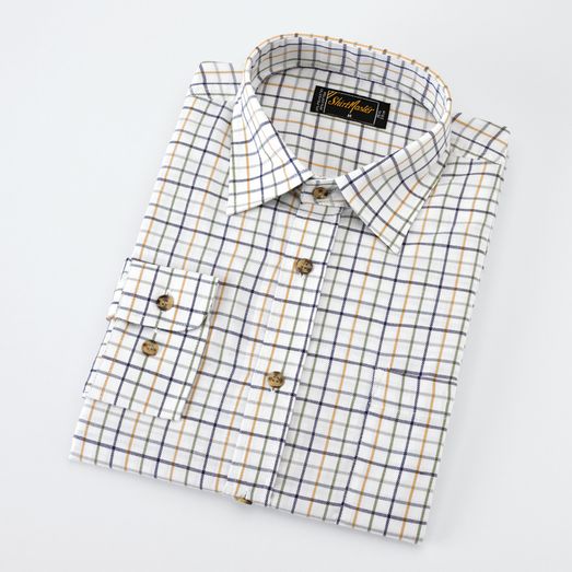 Shirtmaster Tattersall Poly Cotton Long Sleeved Shirt Gold