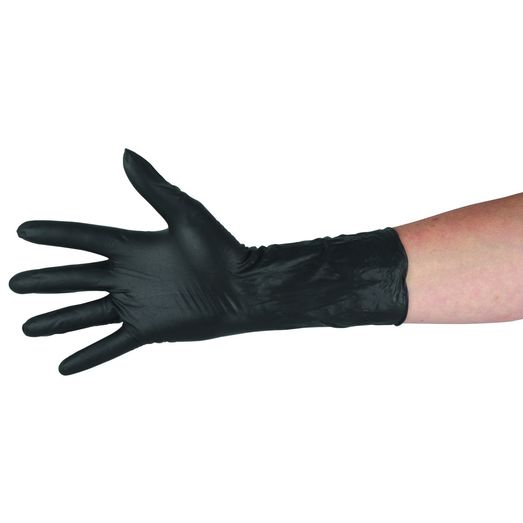 Milkers™ 300 Nitrile Long Cuff Glove Black Powder Free (50Pk)
