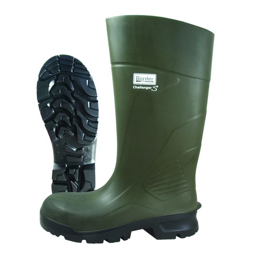 Border Challenger S PU Safety Wellington Boot Green (Steel Toe Cap + Midsole)
