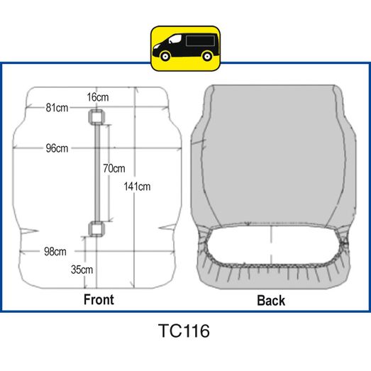 Tough Cover Van Seat Cover Double Blue