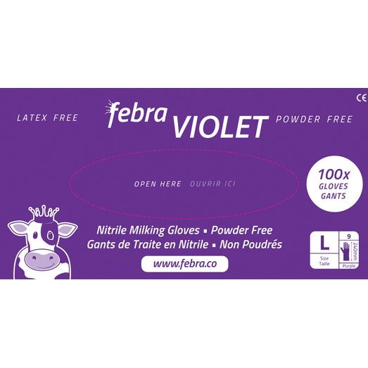 Febra™ Violet Nitrile Milking Glove, Powder Free (90Pk)