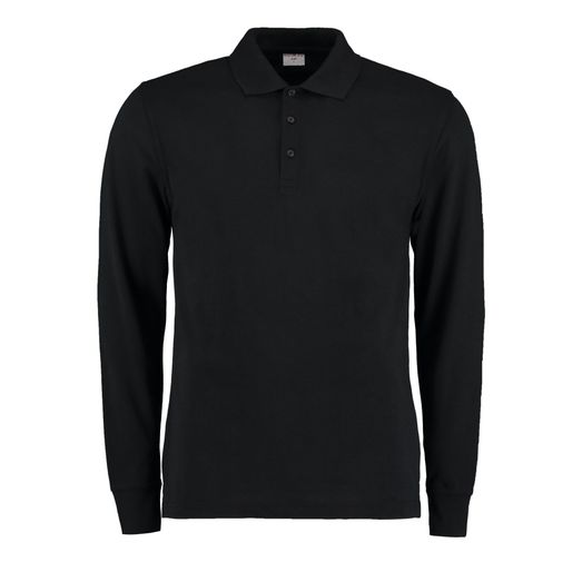 Kustom Kit Men's Long Sleeved Pique Polo Shirt Black