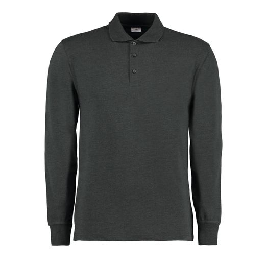 Kustom Kit Men's Long Sleeved Pique Polo Shirt Graphite