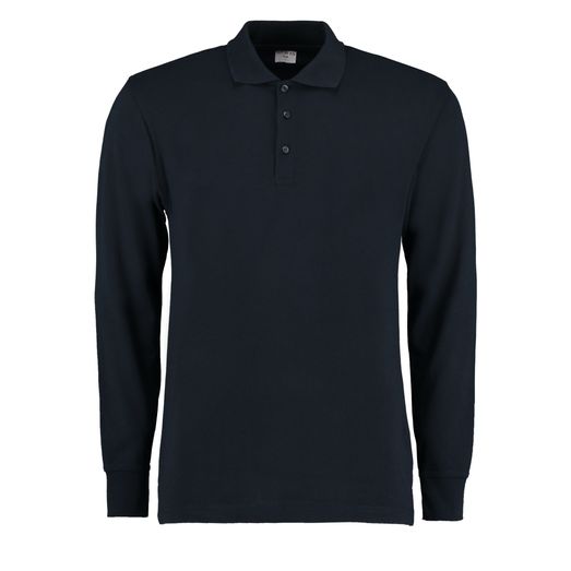 Kustom Kit Men's Long Sleeved Pique Polo Shirt Navy