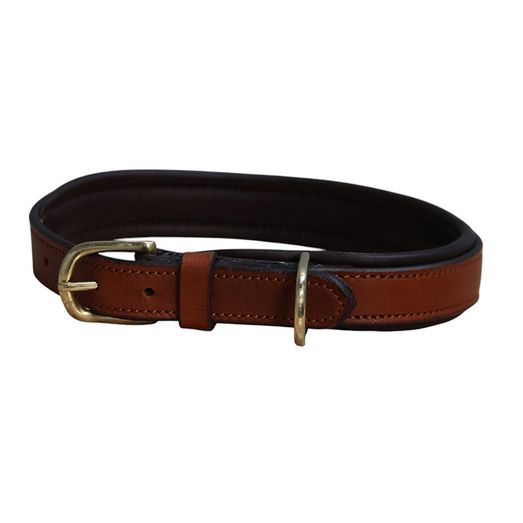 Mackey Padded Leather Dog Collar Tan &amp; Brown