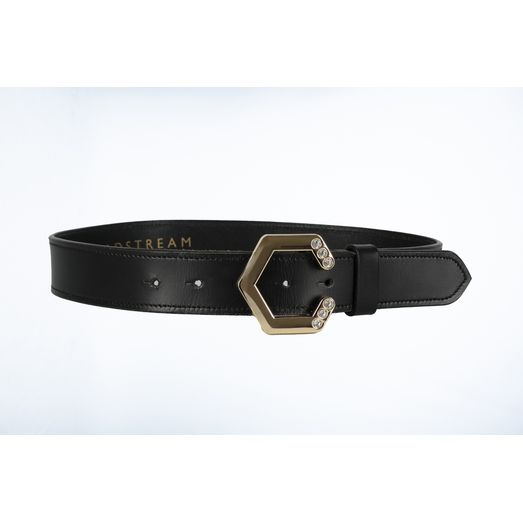 Coldstream Hutton Diamante Leather Belt - Black/Gold