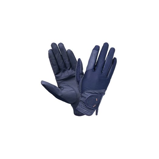 Coldstream Next Generation Blakelaw Diamante Riding Gloves - Navy/Rose Gold