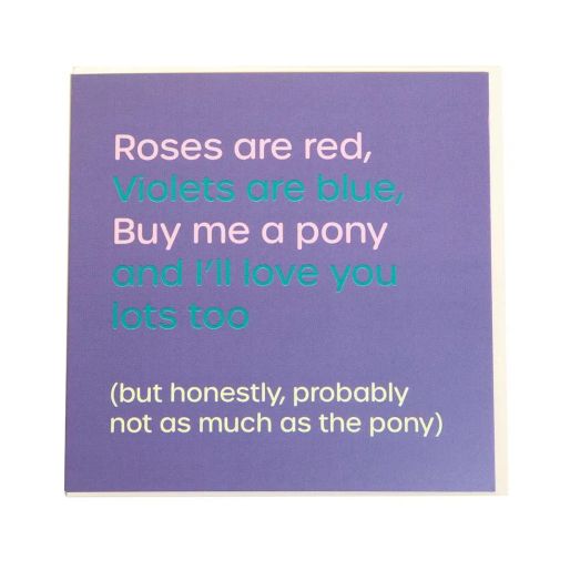 Gubblecote Humourous Greetings Card - Roses Are Red